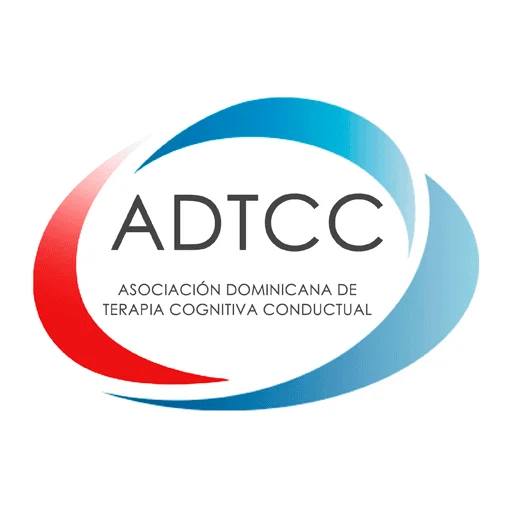 Asociación Dominicana de Terapia Cognitiva Conductual, destacando su participación en el Aniversario 50 años ALAMOC. Logo oficial.