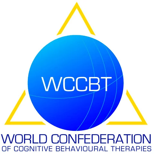 Logo de WCCBT Global representando las terapias cognitivo-conductuales y su misión global. Promoción de salud mental, ALAMOC Colombia y aniversario 50 años.